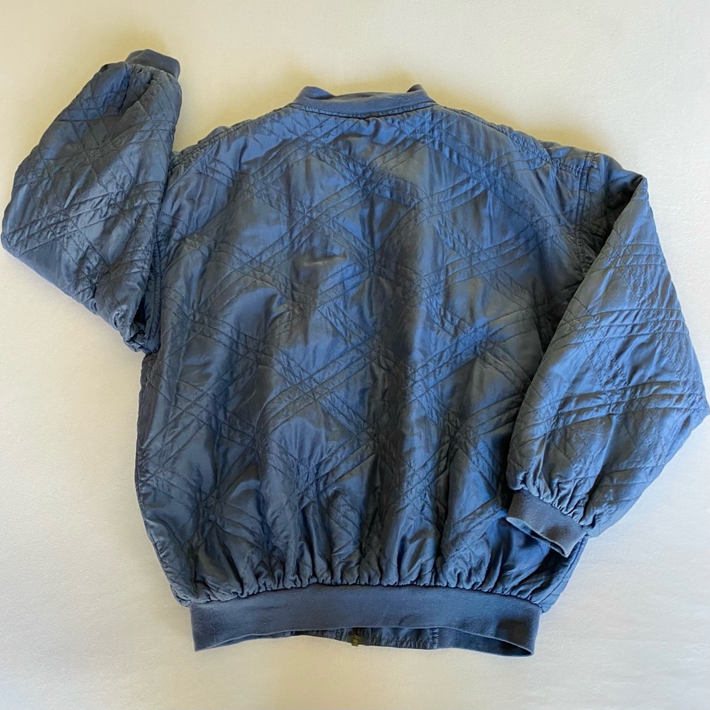 vintage 90s 💯 silk robert stock quilted bomber jacket / size medium - Picture 2 of 3